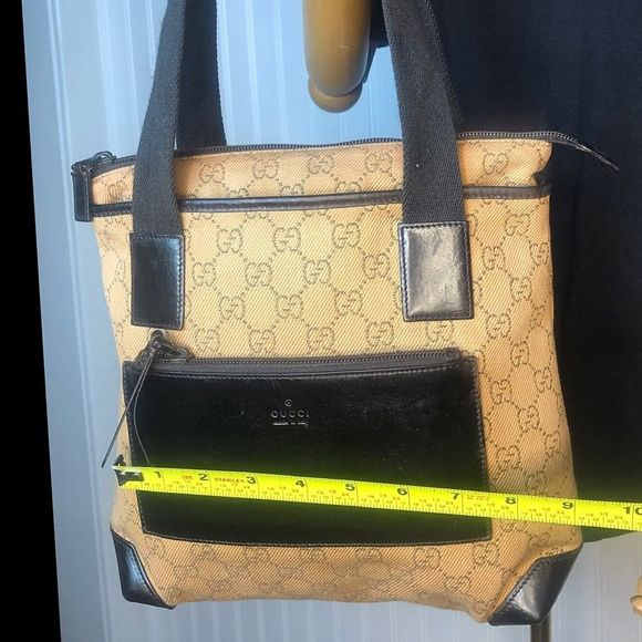 Vintage GUCCI GG Monogram Canvas Leather Top Zipper Close Shoulder Bag - Picture 10 of 17